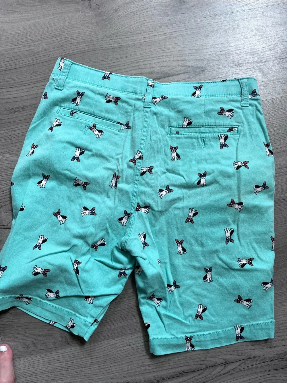 Mint green dog print shorts